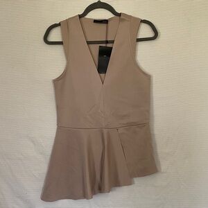 Zara Beige V-Neck Top